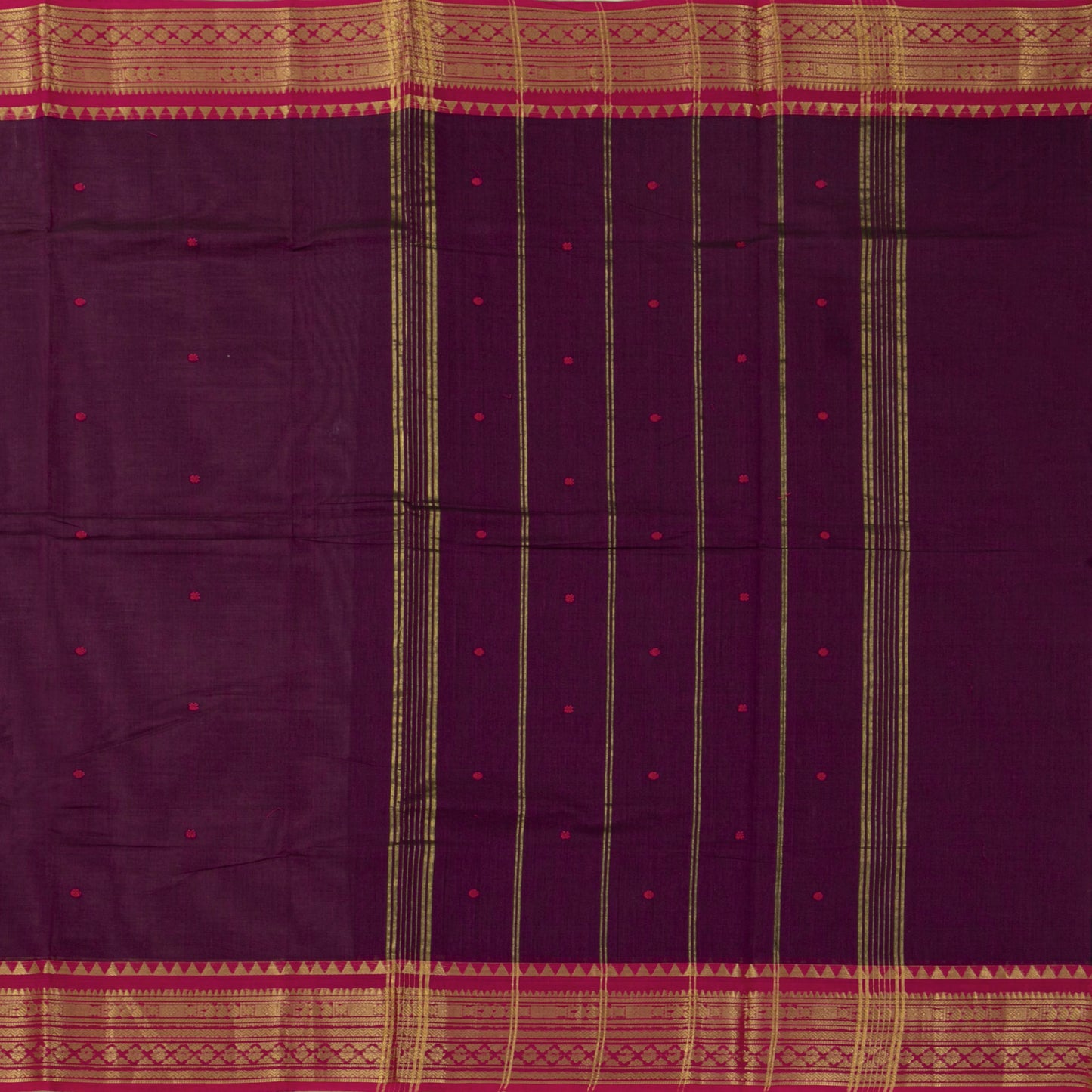 Wine And Pink Kanchi Cotton Saree For Festive Wear PV MM KC 782