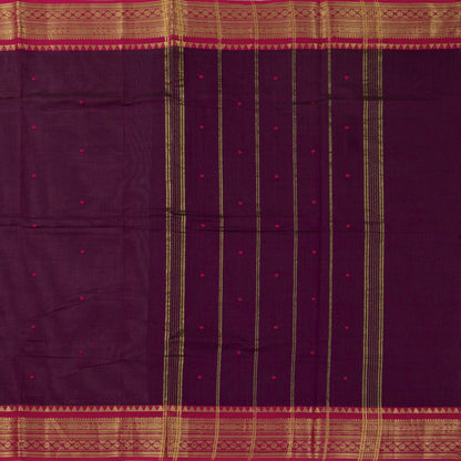 Wine And Pink Kanchi Cotton Saree For Festive Wear PV MM KC 782