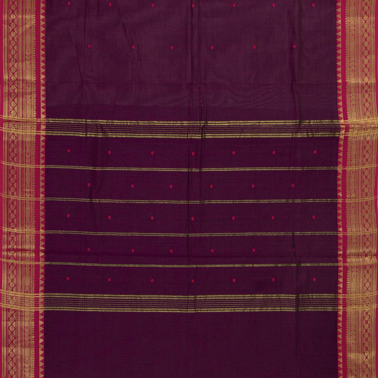 Wine And Pink Kanchi Cotton Saree For Festive Wear PV MM KC 782