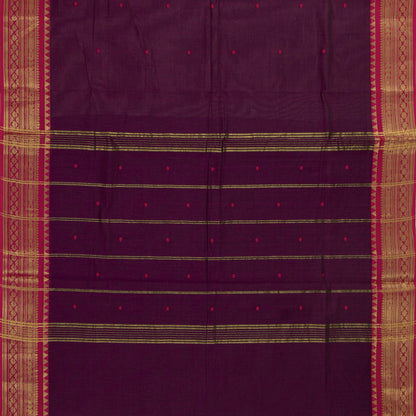 Wine And Pink Kanchi Cotton Saree For Festive Wear PV MM KC 782