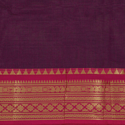 Wine And Pink Kanchi Cotton Saree For Festive Wear PV MM KC 782