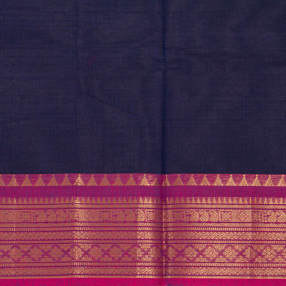 Navy Blue And Pink Kanchi Cotton Saree For Festive Wear PV MM KC 802