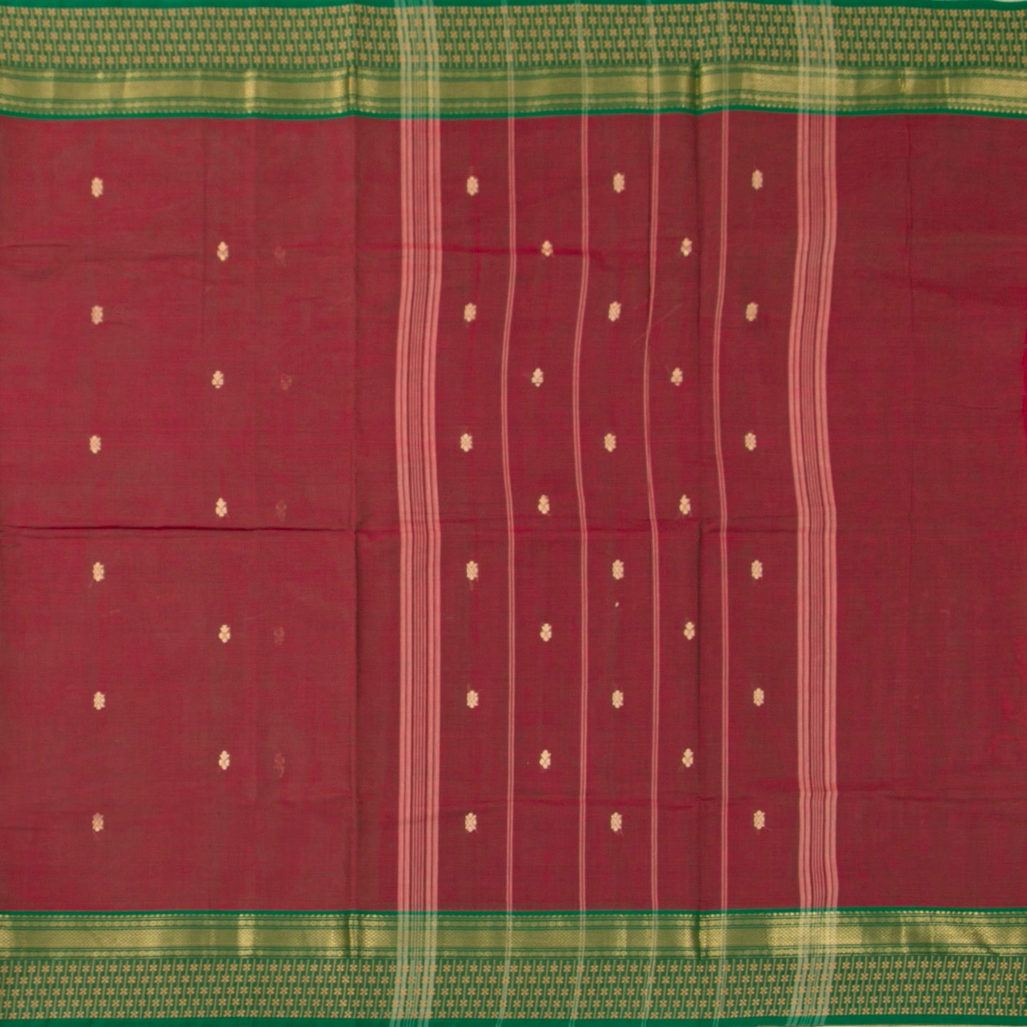 Maroon And Green Kanchi Cotton Saree For Festive Wear PV MM KC 853