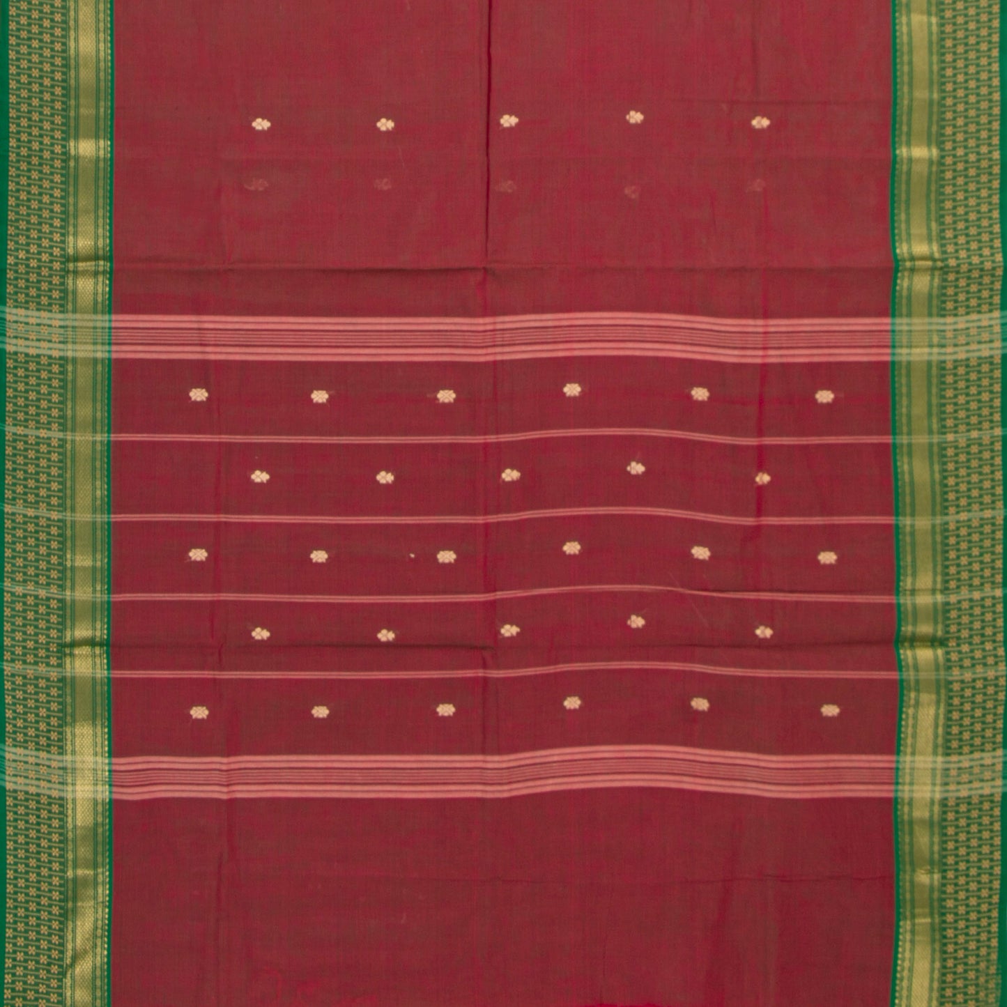 Maroon And Green Kanchi Cotton Saree For Festive Wear PV MM KC 853