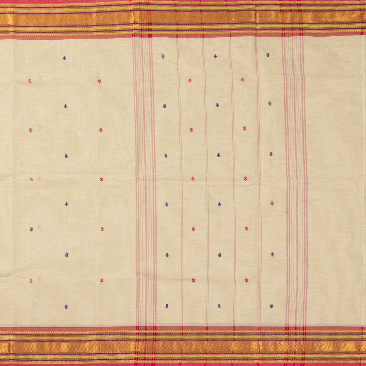 Off White And Pink Kanchi Cotton Saree For Festive Wear PV MM KC 810