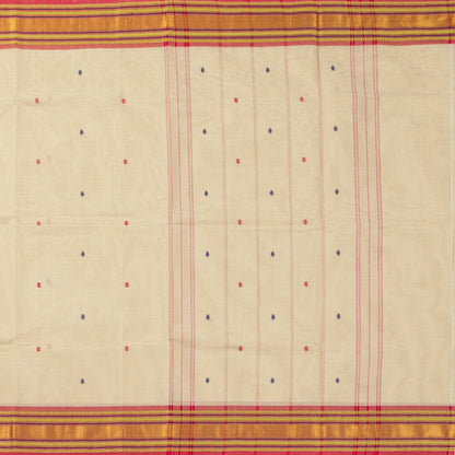 Off White And Pink Kanchi Cotton Saree For Festive Wear PV MM KC 810