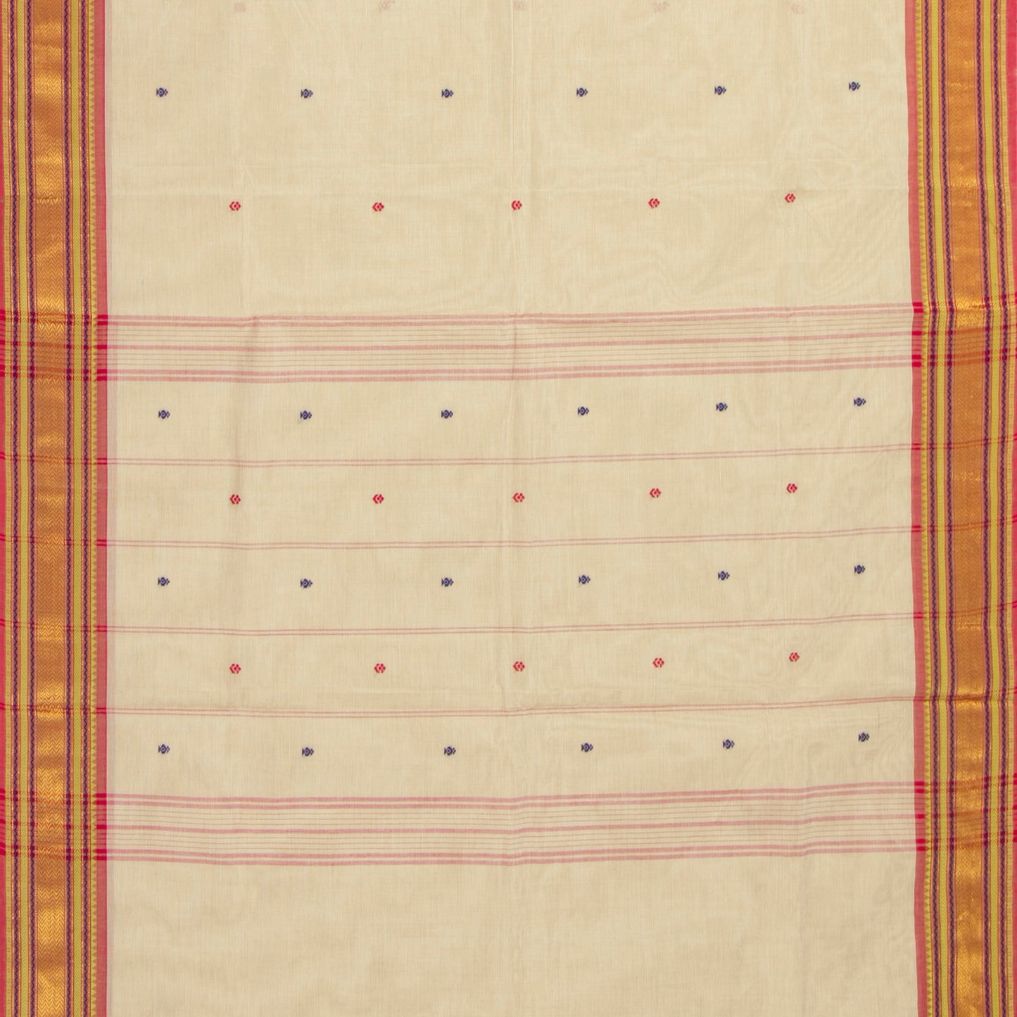 Off White And Pink Kanchi Cotton Saree For Festive Wear PV MM KC 810