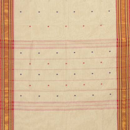 Off White And Pink Kanchi Cotton Saree For Festive Wear PV MM KC 810