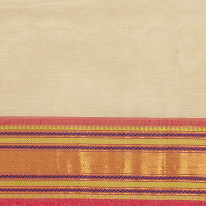 Off White And Pink Kanchi Cotton Saree For Festive Wear PV MM KC 810