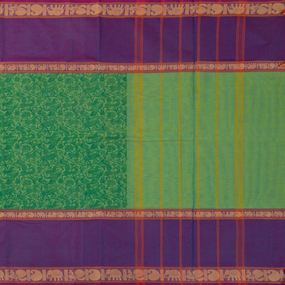 Green And Violet Vanasingaram Kanchi Cotton Saree For Festive Wear PV MM KC 661