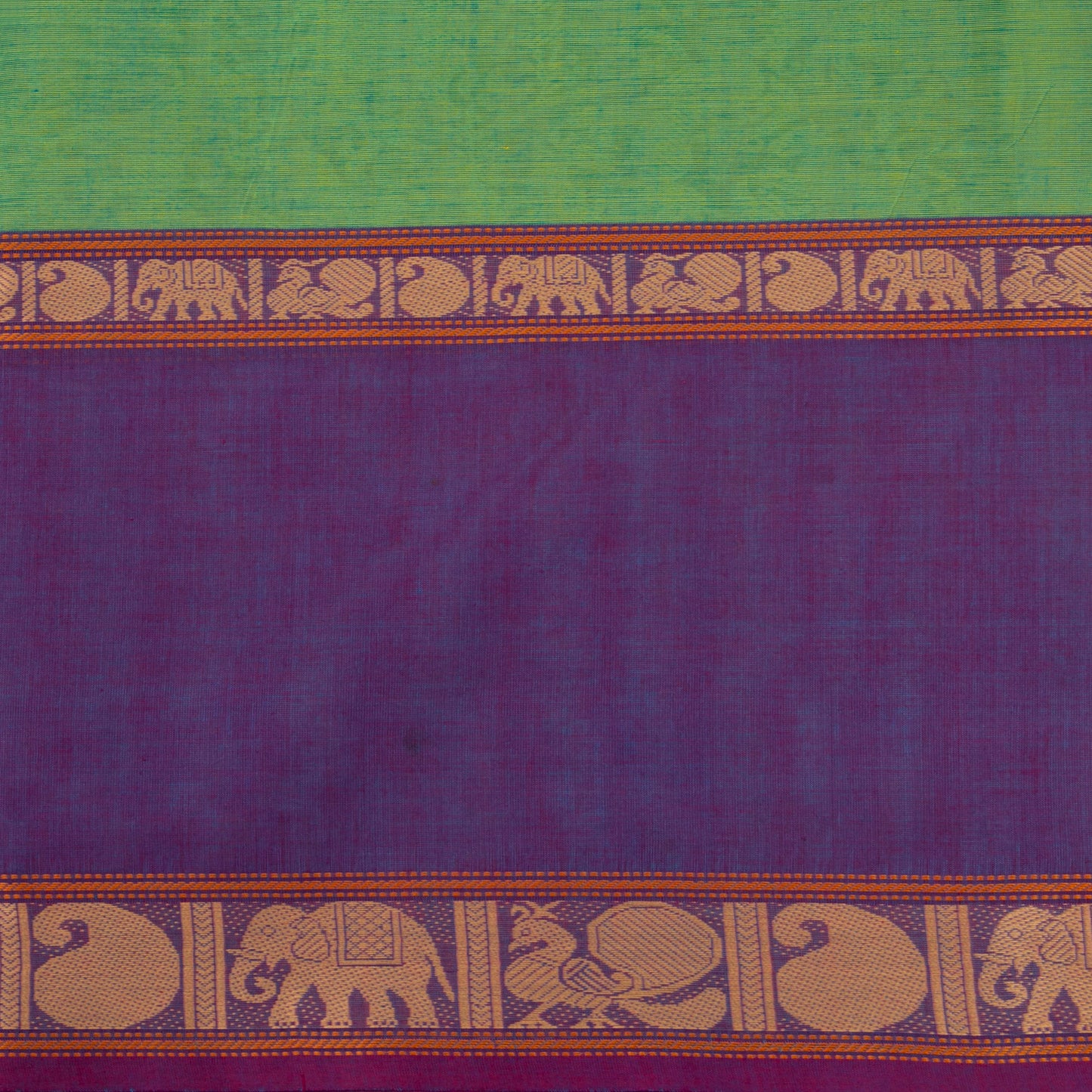 Green And Violet Vanasingaram Kanchi Cotton Saree For Festive Wear PV MM KC 661