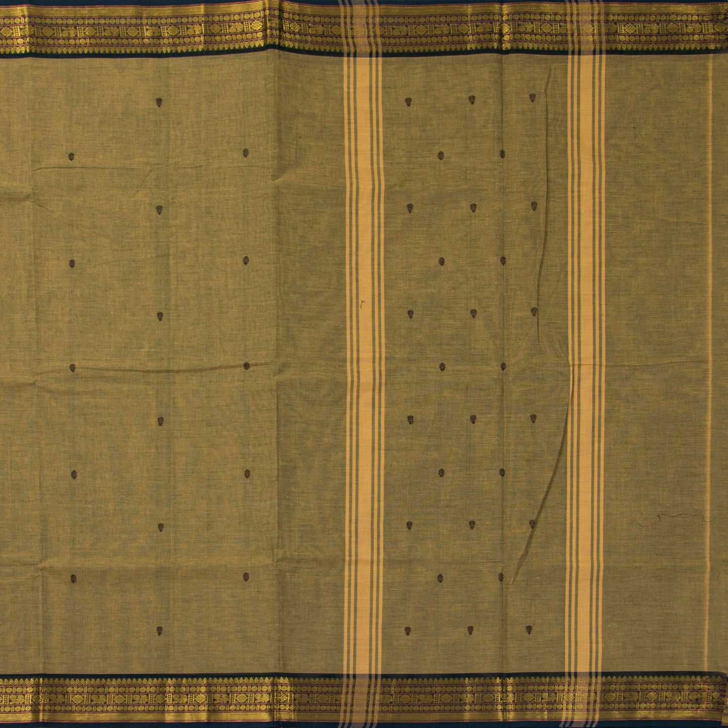 Fawn And Blue Kanchi Cotton Saree For Festive Wear PV MM KC 840