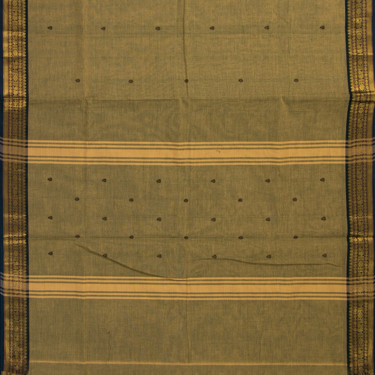 Fawn And Blue Kanchi Cotton Saree For Festive Wear PV MM KC 840
