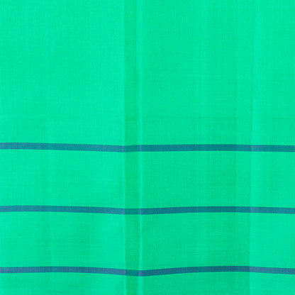 White And Sea Green Kanchipuram Silk Saree No Zari For Festive Wear PV KNN 309