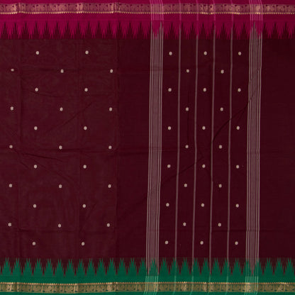 Maroon Kanchi Cotton Saree Ganga Jamuna Border For Festive Wear PV MM KC 854