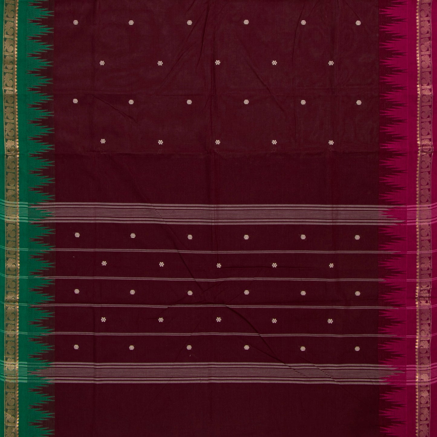 Maroon Kanchi Cotton Saree Ganga Jamuna Border For Festive Wear PV MM KC 854