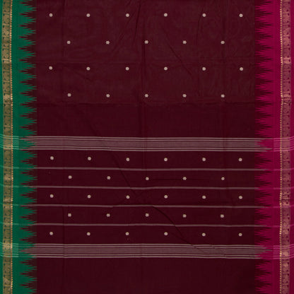 Maroon Kanchi Cotton Saree Ganga Jamuna Border For Festive Wear PV MM KC 854