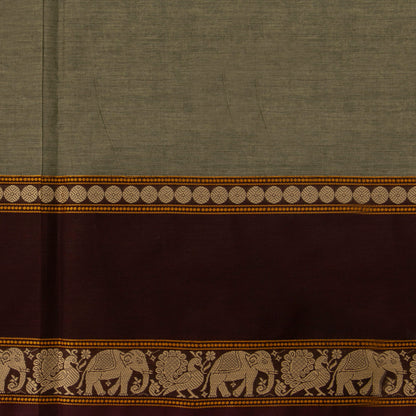 Grey And Maroon Vanasingaram Kanchi Cotton Saree For Festive Wear PV MM KC 659