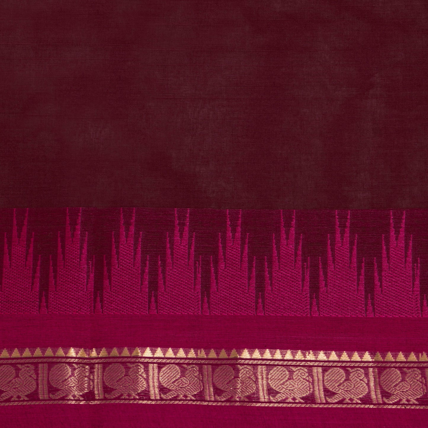 Maroon Kanchi Cotton Saree Ganga Jamuna Border For Festive Wear PV MM KC 854