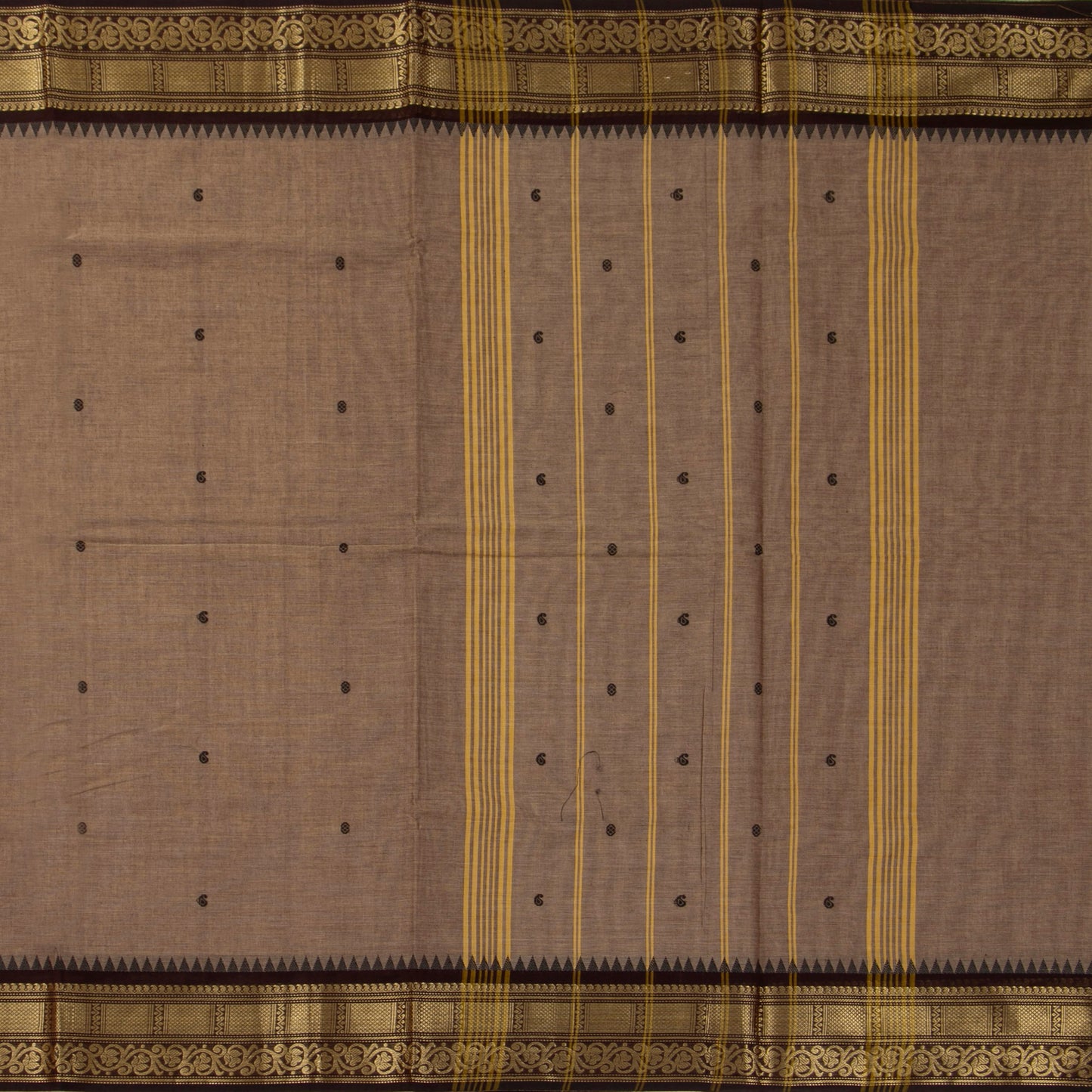 Fawn And Brown Kanchi Cotton Saree For Festive Wear PV MM KC 765