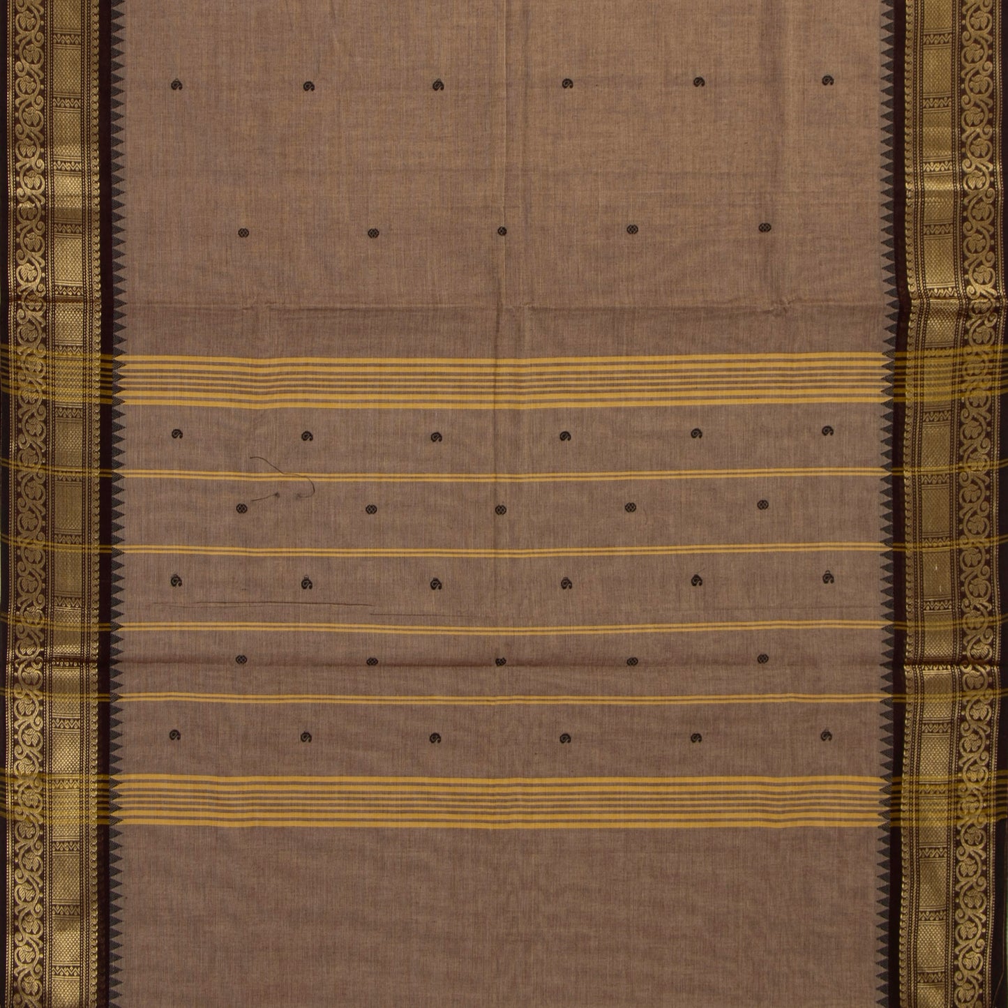 Fawn And Brown Kanchi Cotton Saree For Festive Wear PV MM KC 765