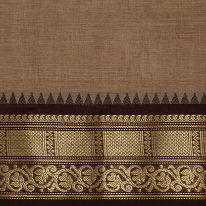 Fawn And Brown Kanchi Cotton Saree For Festive Wear PV MM KC 765