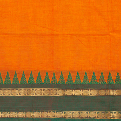 Orange And Green Kanchi Cotton Saree Ganga Jamuna Border For Festive Wear PV MM KC 776