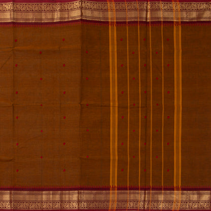 Mustard And Maroon  Kanchi Cotton Saree For Festive Wear PV MM KC 763