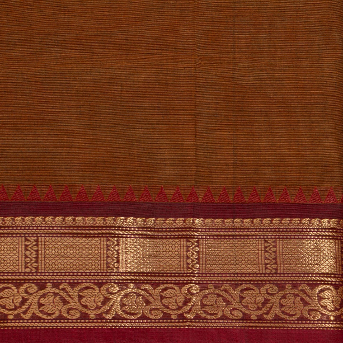 Mustard And Maroon  Kanchi Cotton Saree For Festive Wear PV MM KC 763