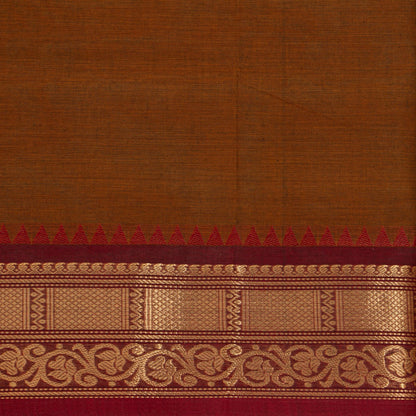 Mustard And Maroon  Kanchi Cotton Saree For Festive Wear PV MM KC 763
