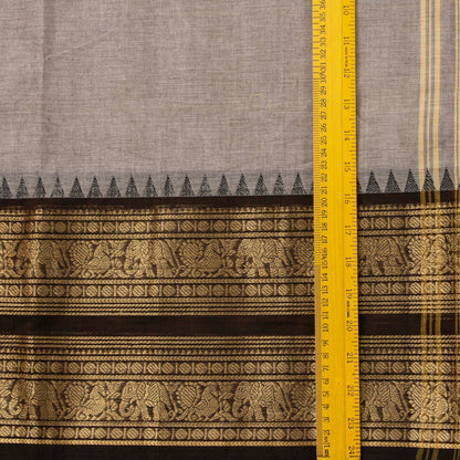 Fawn And Black Kanchi Cotton Saree For Festive Wear PV MM KC 699