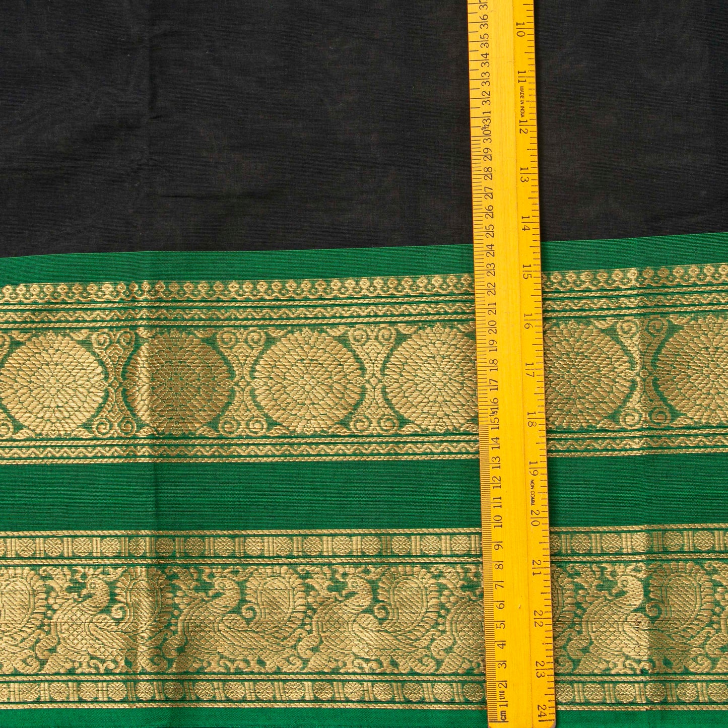 Black And Green Kanchi Cotton Saree For Festive Wear PV MM KC 701