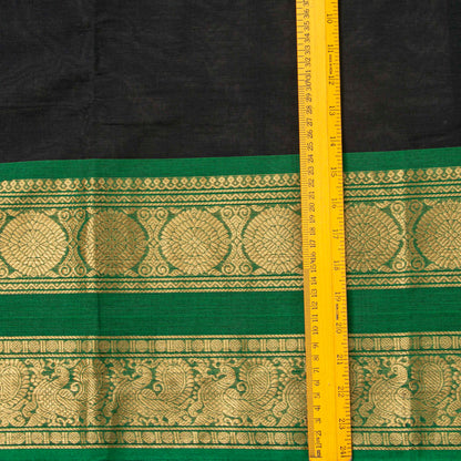Black And Green Kanchi Cotton Saree For Festive Wear PV MM KC 701