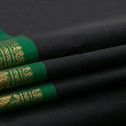 Black And Green Kanchi Cotton Saree For Festive Wear PV MM KC 701