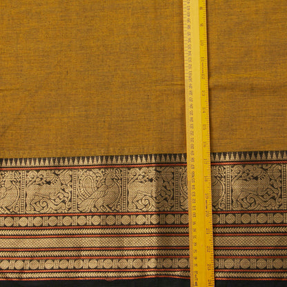 Mustard And Black Kanchi Cotton Saree For Festive Wear PV MM KC 715