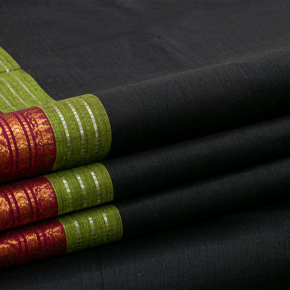 Black And Magenta Kanchi Cotton Saree For Festive Wear PV MM KC 720