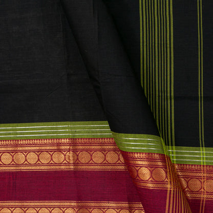 Black And Magenta Kanchi Cotton Saree For Festive Wear PV MM KC 720