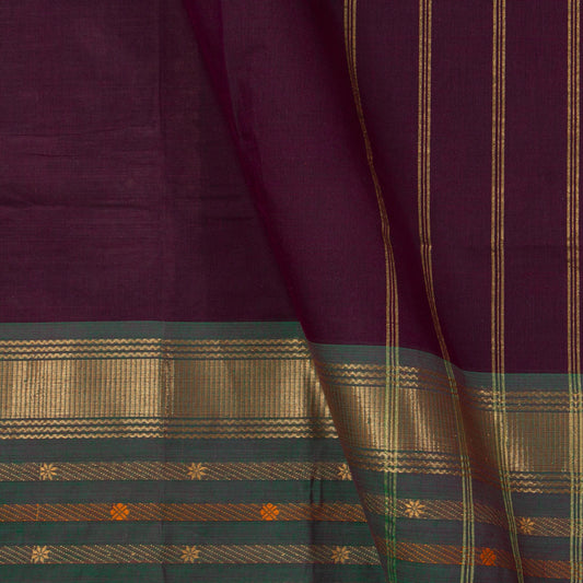 Purple Kanchi Cotton Saree With Ganga Jamuna Border For Festive Wear PV MM KC 375 - Cotton Saree - Panjavarnam PV MM KC 375