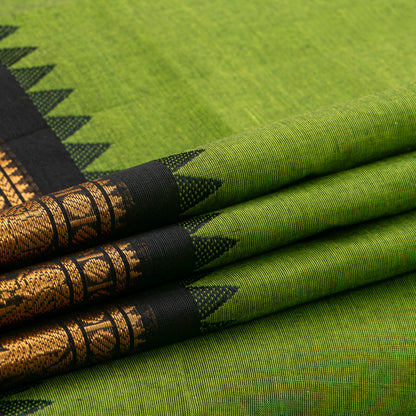Green And Black Kanchi Cotton Saree For Festive Wear PV MM KC 716