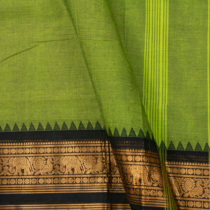 Green And Black Kanchi Cotton Saree For Festive Wear PV MM KC 716