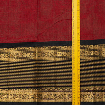 Maroon And Black Kanchi Cotton Saree For Festive Wear PV MM KC 721