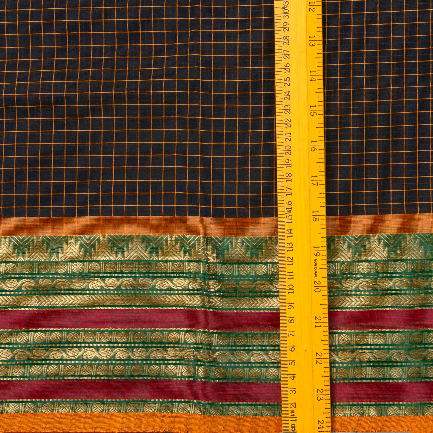 Black And Green Kanchi Cotton Saree For Office Wear PV MM KC 345