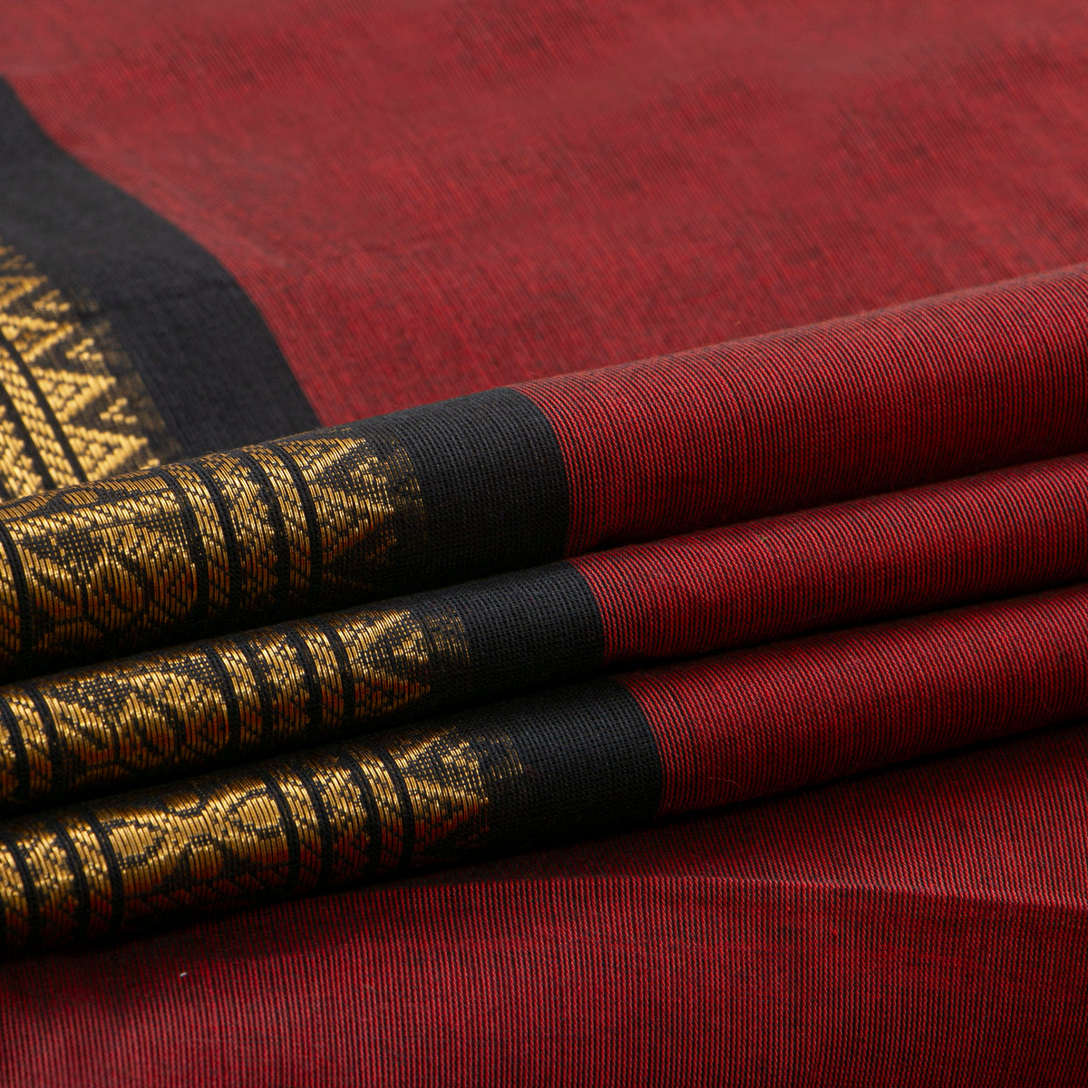 Maroon And Black Kanchi Cotton Saree For Festive Wear PV MM KC 721
