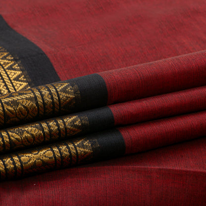 Maroon And Black Kanchi Cotton Saree For Festive Wear PV MM KC 721