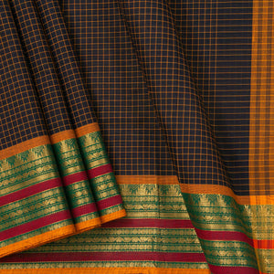 Black And Green Kanchi Cotton Saree For Office Wear PV MM KC 345