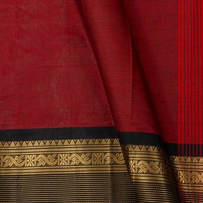 Maroon And Black Kanchi Cotton Saree For Festive Wear PV MM KC 721