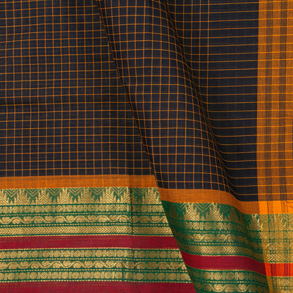 Black And Green Kanchi Cotton Saree For Office Wear PV MM KC 345