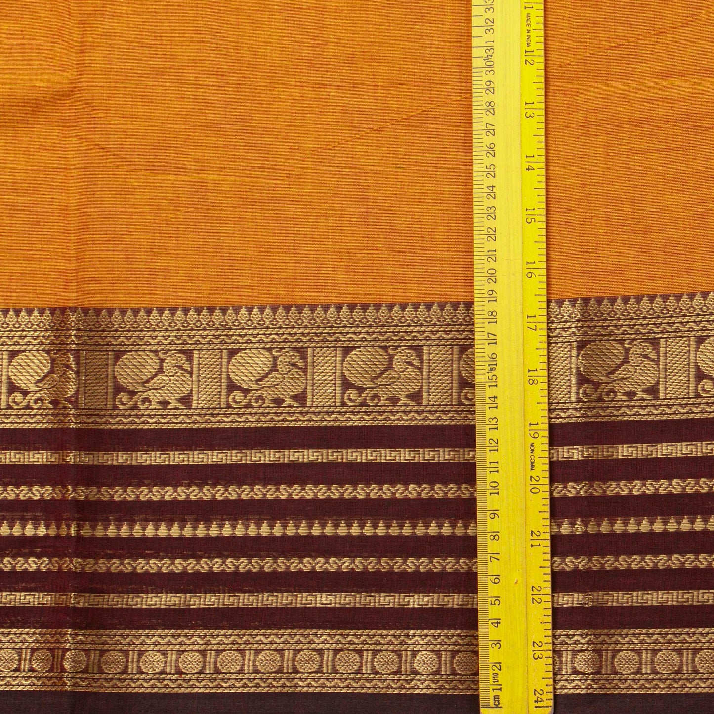 Mustard And Brown Kanchi Cotton Saree For Festive Wear PV MM KC 697