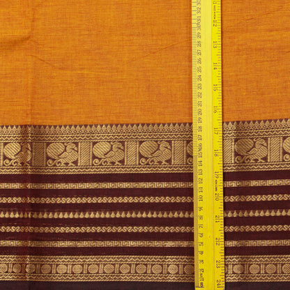 Mustard And Brown Kanchi Cotton Saree For Festive Wear PV MM KC 697