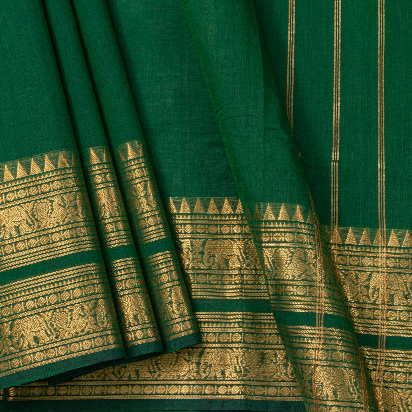 Green  Kanchi Cotton Saree For Festive Wear PV MM KC 724